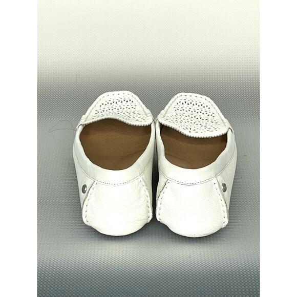 UGG Clair White Perforated Leather Mocassin Loafers Flat Slip on Size 8 - Picture 4 of 8